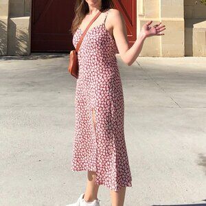 Reformation Crimini Midi Dress in Red/White Floral ~ EUC